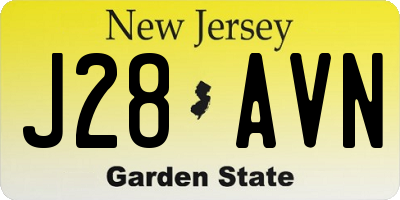 NJ license plate J28AVN