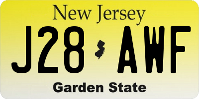 NJ license plate J28AWF