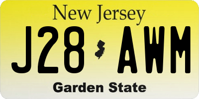 NJ license plate J28AWM