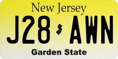 NJ license plate J28AWN