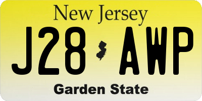 NJ license plate J28AWP