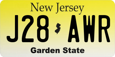 NJ license plate J28AWR