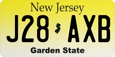 NJ license plate J28AXB