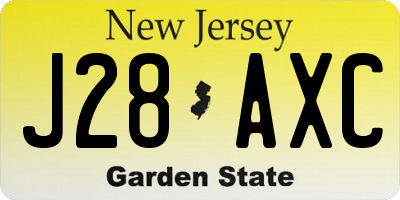 NJ license plate J28AXC