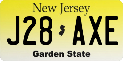 NJ license plate J28AXE