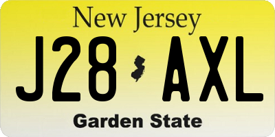 NJ license plate J28AXL