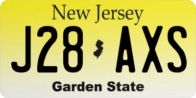 NJ license plate J28AXS
