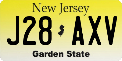 NJ license plate J28AXV