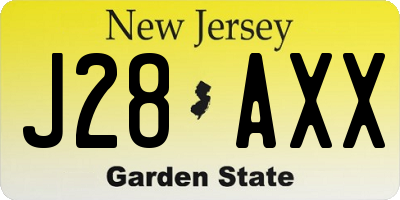 NJ license plate J28AXX