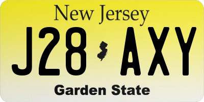 NJ license plate J28AXY