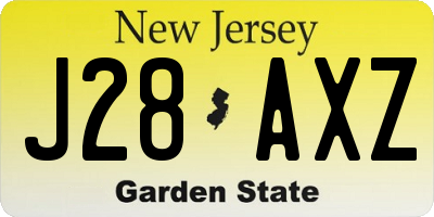 NJ license plate J28AXZ