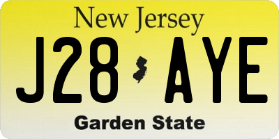 NJ license plate J28AYE