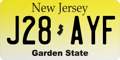NJ license plate J28AYF