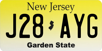 NJ license plate J28AYG