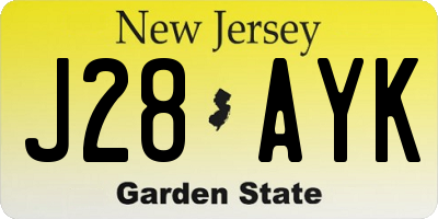NJ license plate J28AYK