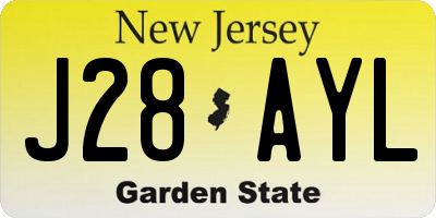 NJ license plate J28AYL