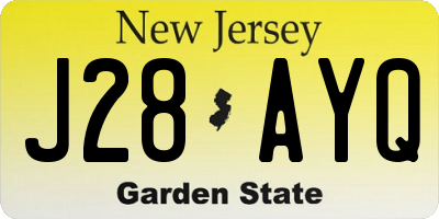NJ license plate J28AYQ