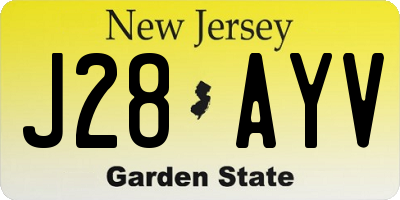 NJ license plate J28AYV