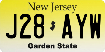 NJ license plate J28AYW