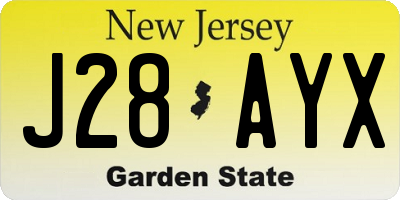 NJ license plate J28AYX