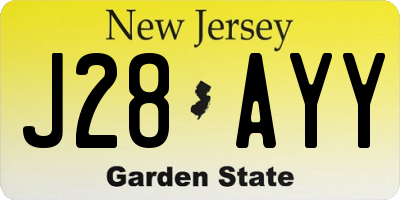 NJ license plate J28AYY
