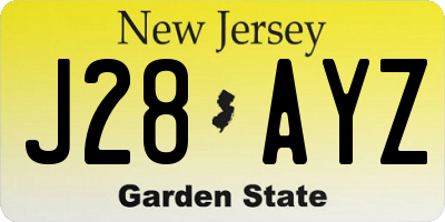 NJ license plate J28AYZ