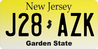 NJ license plate J28AZK
