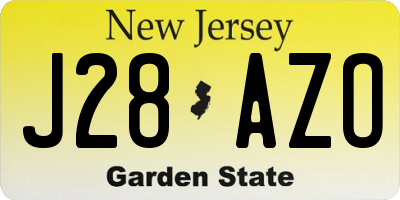 NJ license plate J28AZO