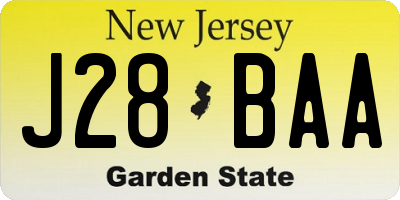 NJ license plate J28BAA