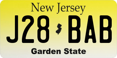 NJ license plate J28BAB