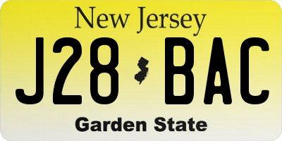NJ license plate J28BAC