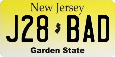 NJ license plate J28BAD