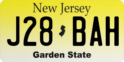 NJ license plate J28BAH