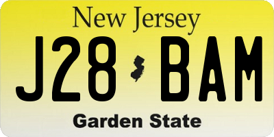 NJ license plate J28BAM