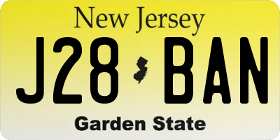 NJ license plate J28BAN