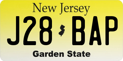 NJ license plate J28BAP