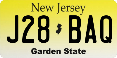 NJ license plate J28BAQ