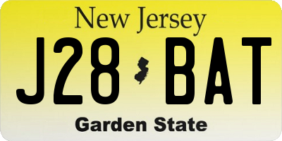 NJ license plate J28BAT