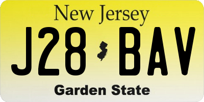 NJ license plate J28BAV