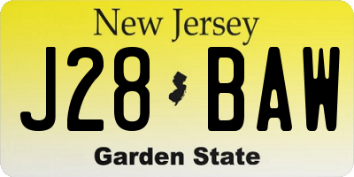 NJ license plate J28BAW