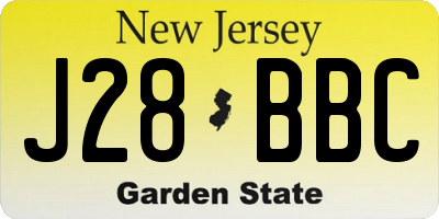 NJ license plate J28BBC