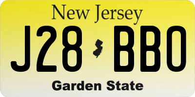 NJ license plate J28BBO