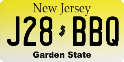 NJ license plate J28BBQ