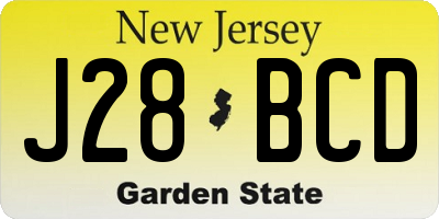 NJ license plate J28BCD