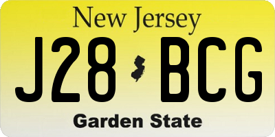 NJ license plate J28BCG