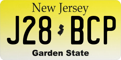 NJ license plate J28BCP