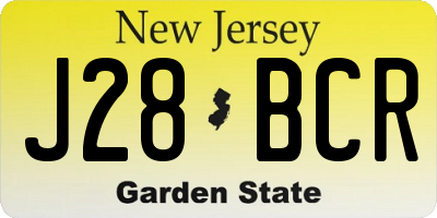 NJ license plate J28BCR