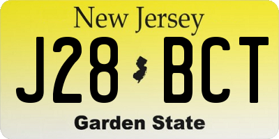 NJ license plate J28BCT