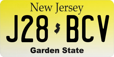 NJ license plate J28BCV