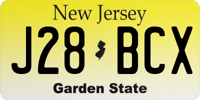 NJ license plate J28BCX